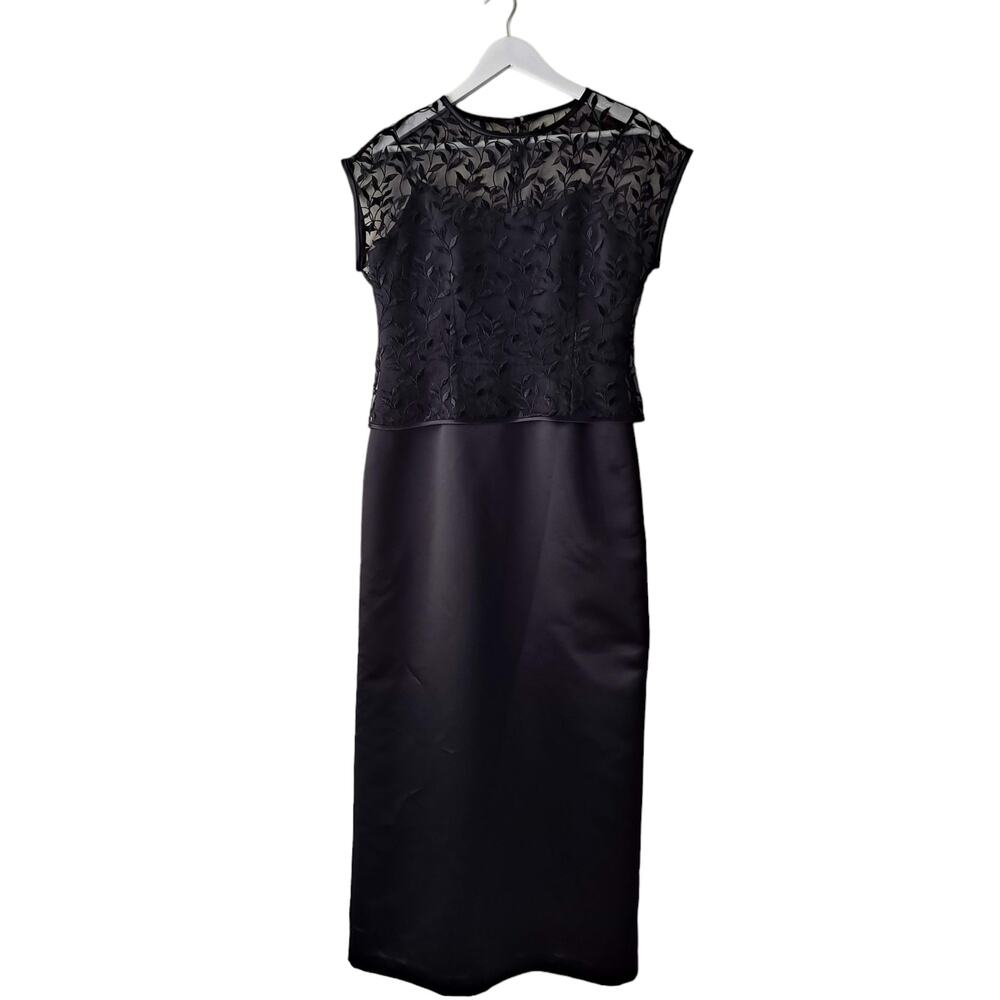 Unbranded Black Lace & Satin Sleeveless / Short Sleeve Formal Maxi Dress - S